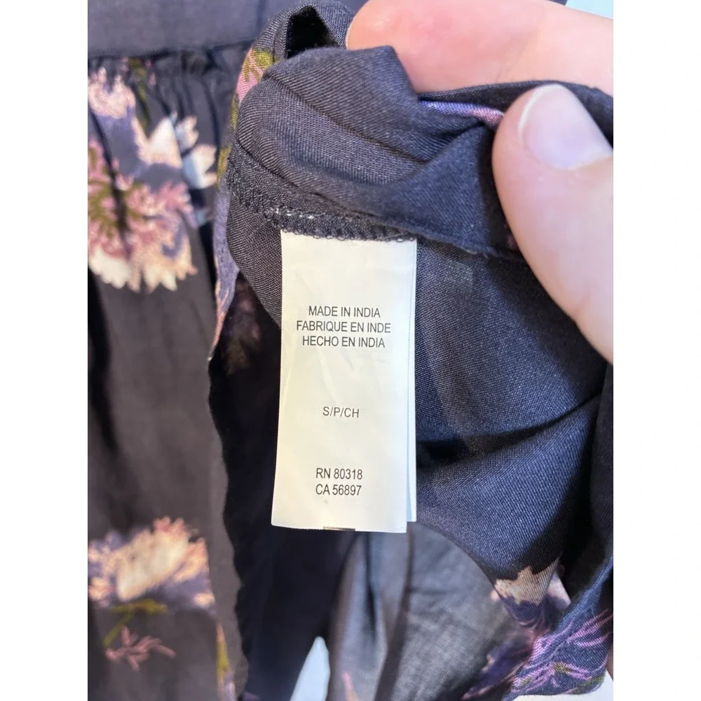 Lucky Brand Blouse Sz Small Babydoll V Neck Peasent‎ Floral Boho